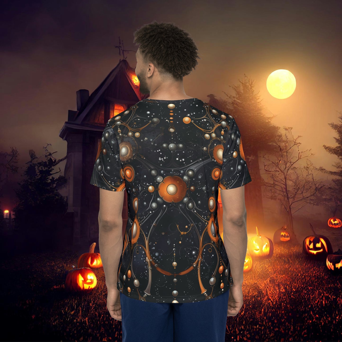 Halloween Yellow Orange Orbs Floating oozing and Dark Streaks  Men's Sports Jersey (AOP)