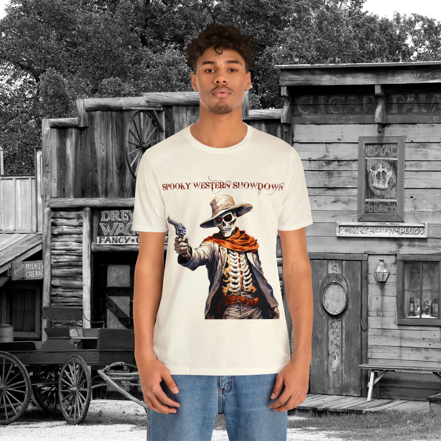 Spooky Western Showdown Western Halloween Unisex Jersey Short Sleeve Tee Gifts For Her Gifts For Him