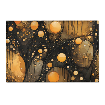 Halloween Yellow Orange Floating Blobs and Dark Area Rugs