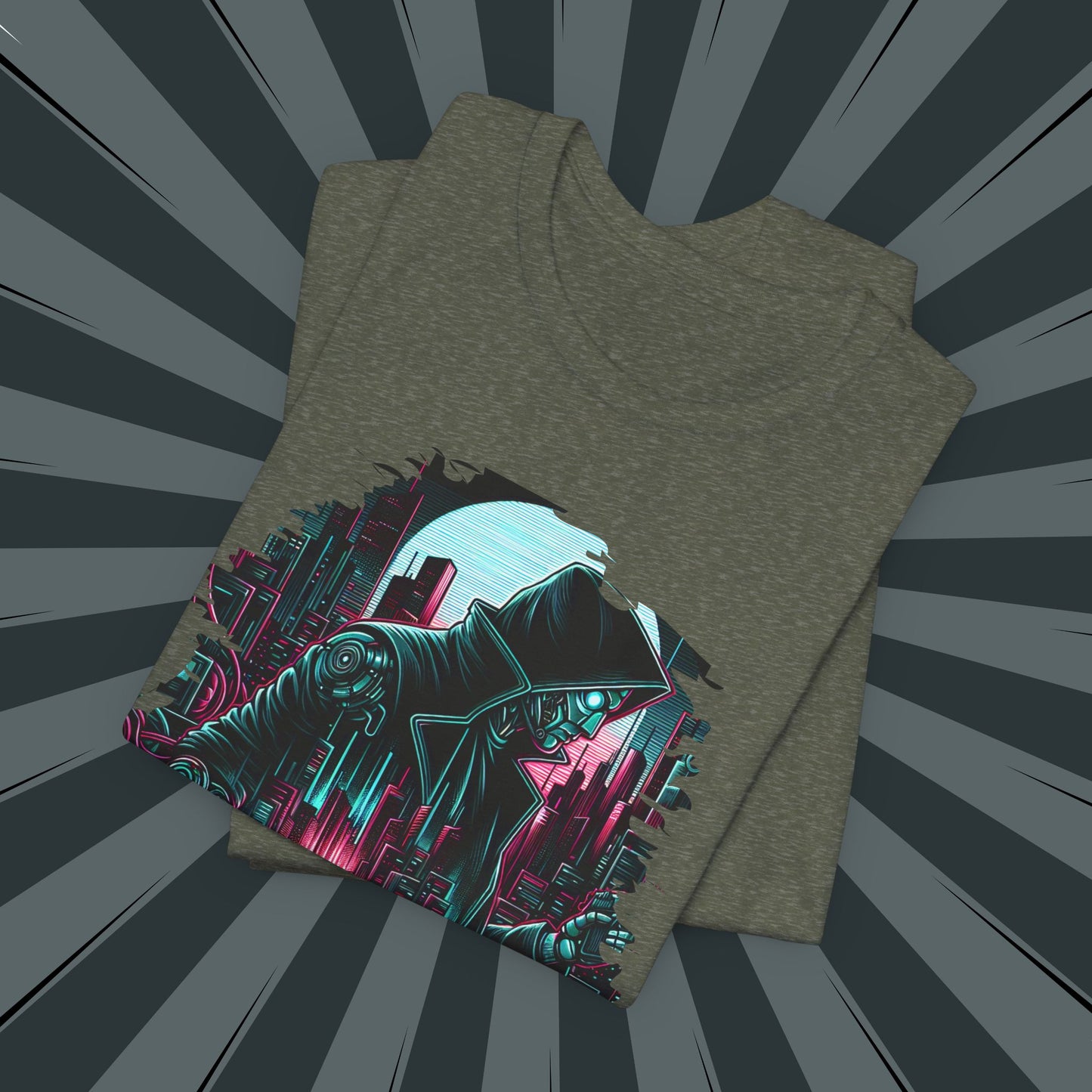 Cyberpunk Graphic Tee, Futuristic Shirt, Unisex Short Sleeve T-Shirt, Retro Sci-Fi Apparel, Streetwear Graphic Top, Geek Fashion Gift