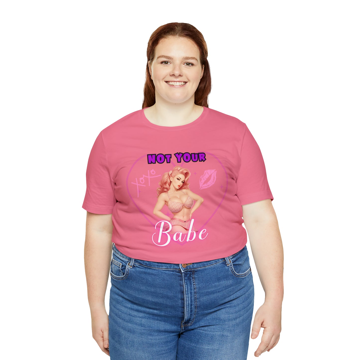 Vintage Pink Pinup Girl "Not Your Babe" on a Bella+Canva 3001 Unisex Jersey T-Shirt - A Must-Have Gift for her