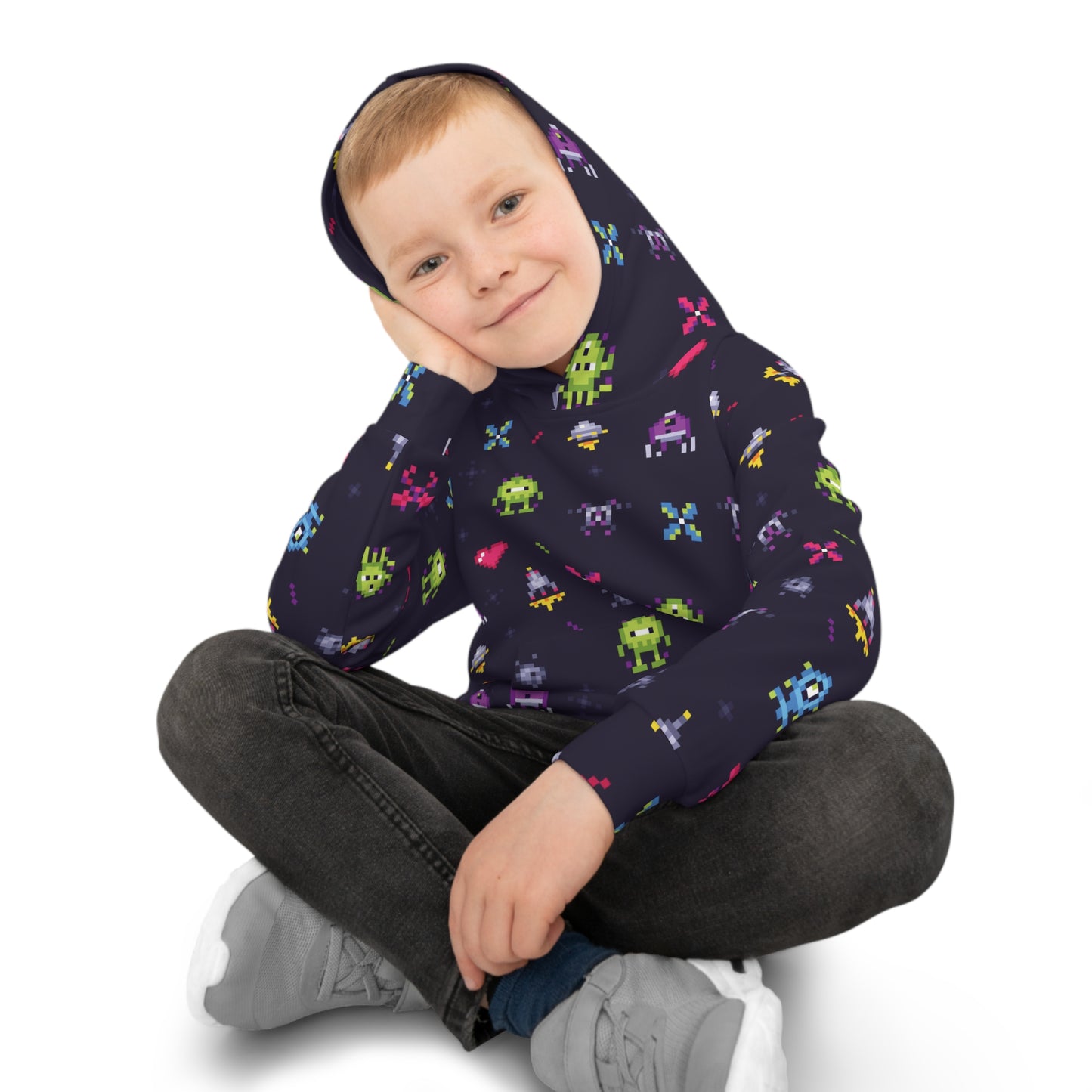 Old Game 8 Bit Children's Hoodie (AOP) Gifts for Him Gifts For Her