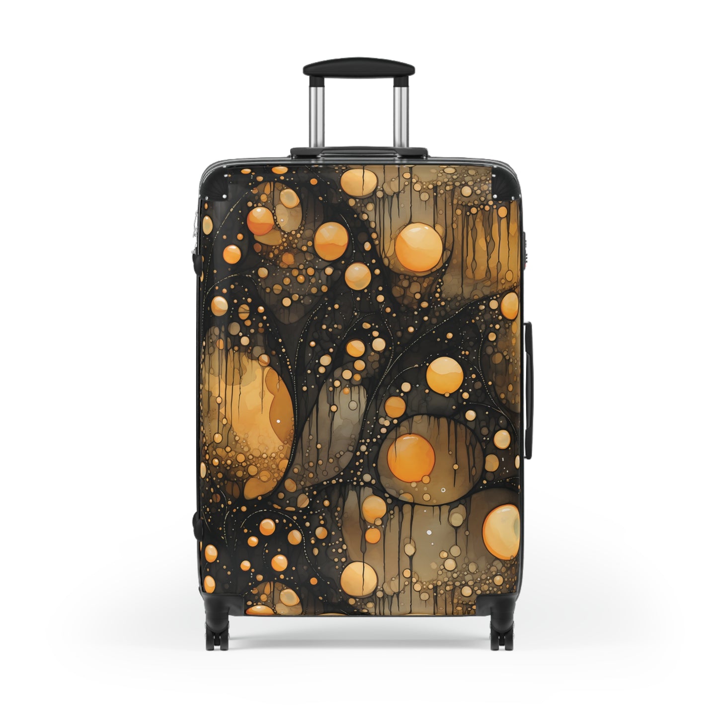 Halloween Yellow Orange Floating Blobs and Dark Suitcase