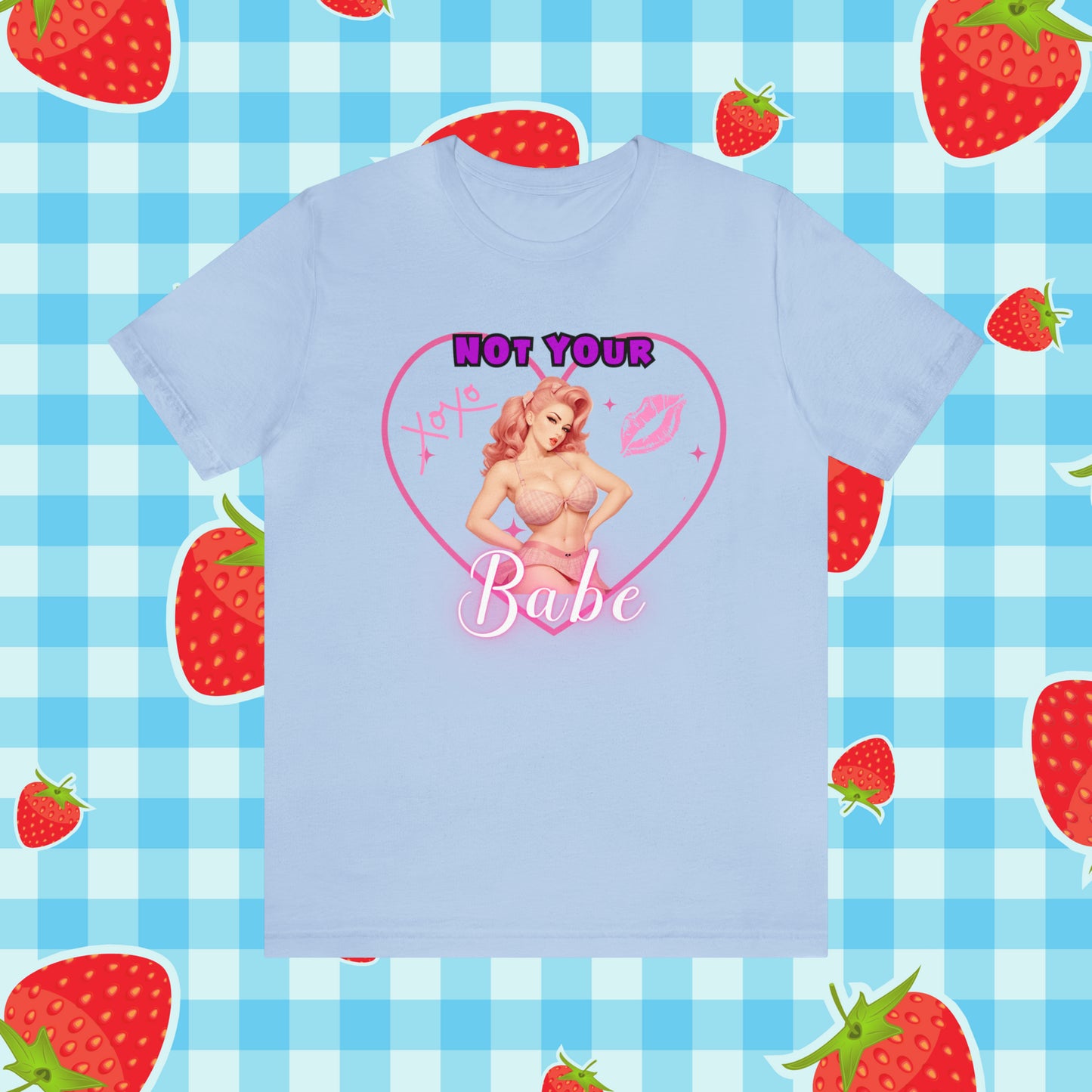 Vintage Pink Pinup Girl "Not Your Babe" on a Bella+Canva 3001 Unisex Jersey T-Shirt - A Must-Have Gift for her