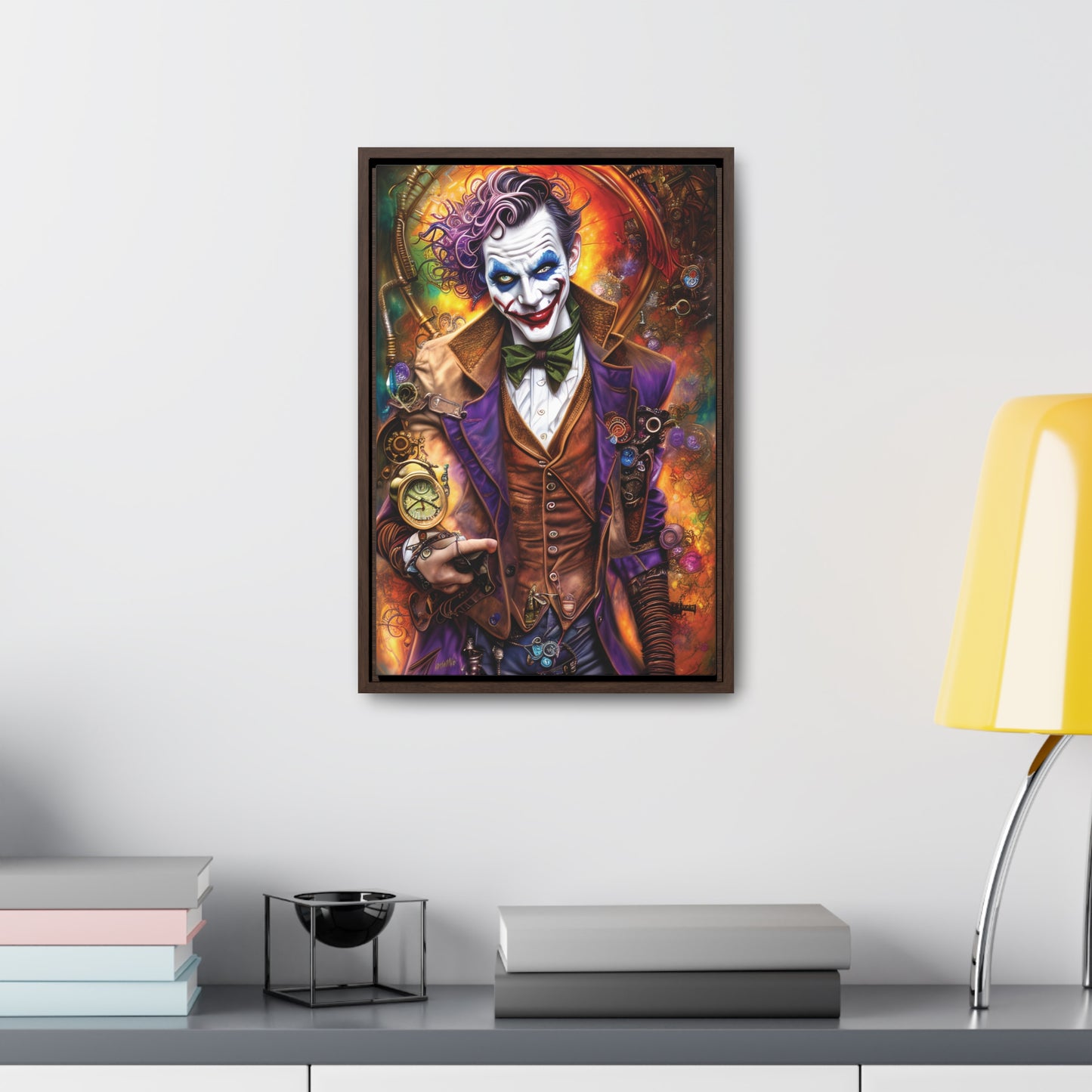 Steampunk-Joker-Hearts-Tribal-Fractal Gallery Canvas Wraps, Vertical Frame