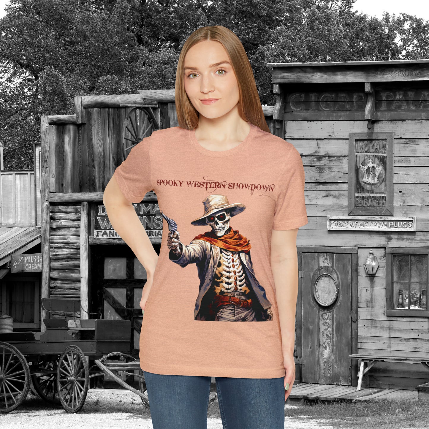 Spooky Western Showdown Western Halloween Unisex Jersey Short Sleeve Tee Gifts For Her Gifts For Him