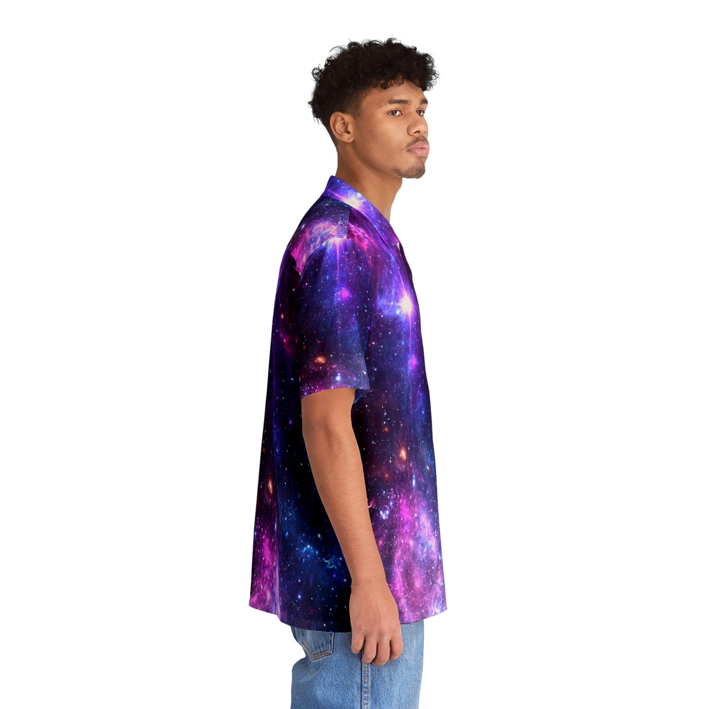 Purple Beyond the Stars Outer Space Out of this World  Men's Hawaiian Shirt (AOP)