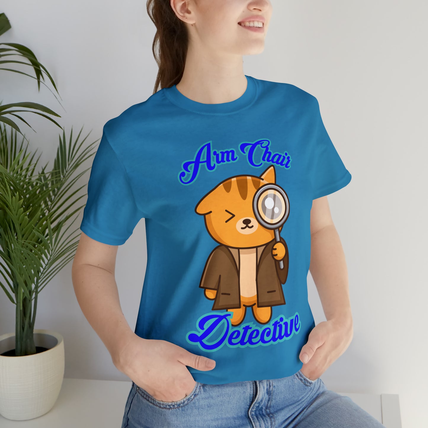 Detective Meow True Crime Armchair Detective Unisex Jersey Short Sleeve Tee Gifts For Her Gifts for Him