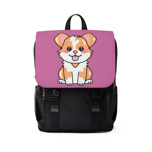 Cute Little Puppy on light purple background back to school Unisex Casual Shoulder Backpack