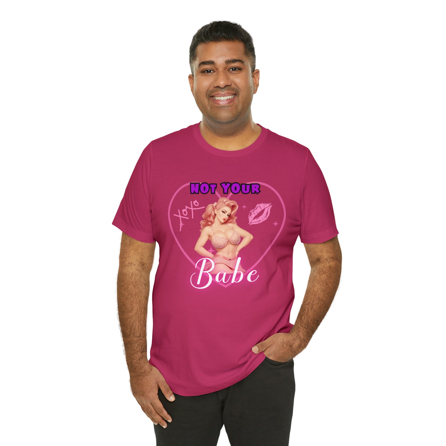 Vintage Pink Pinup Girl "Not Your Babe" on a Bella+Canva 3001 Unisex Jersey T-Shirt - A Must-Have Gift for her