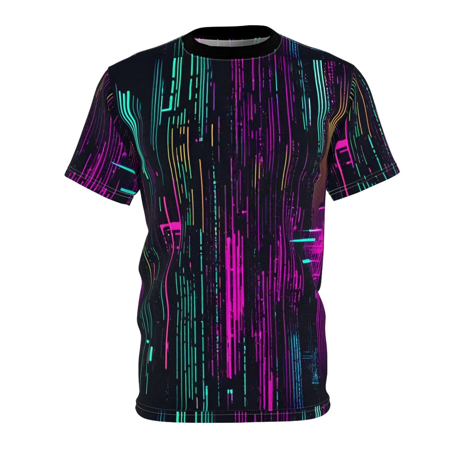 Neon Futuristic Lights Cyberpunk Unisex Cut & Sew Tee (AOP)