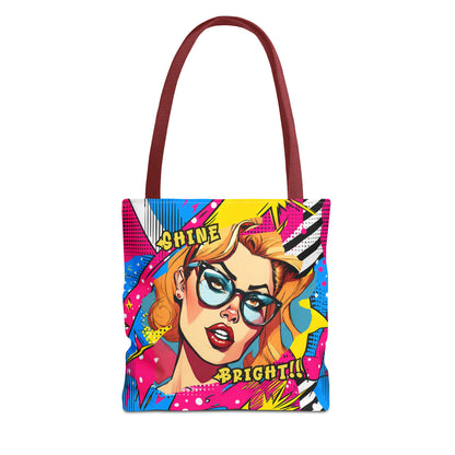 Shine Bright Lady on a Abstract Comic Pop AOP Tote Bag