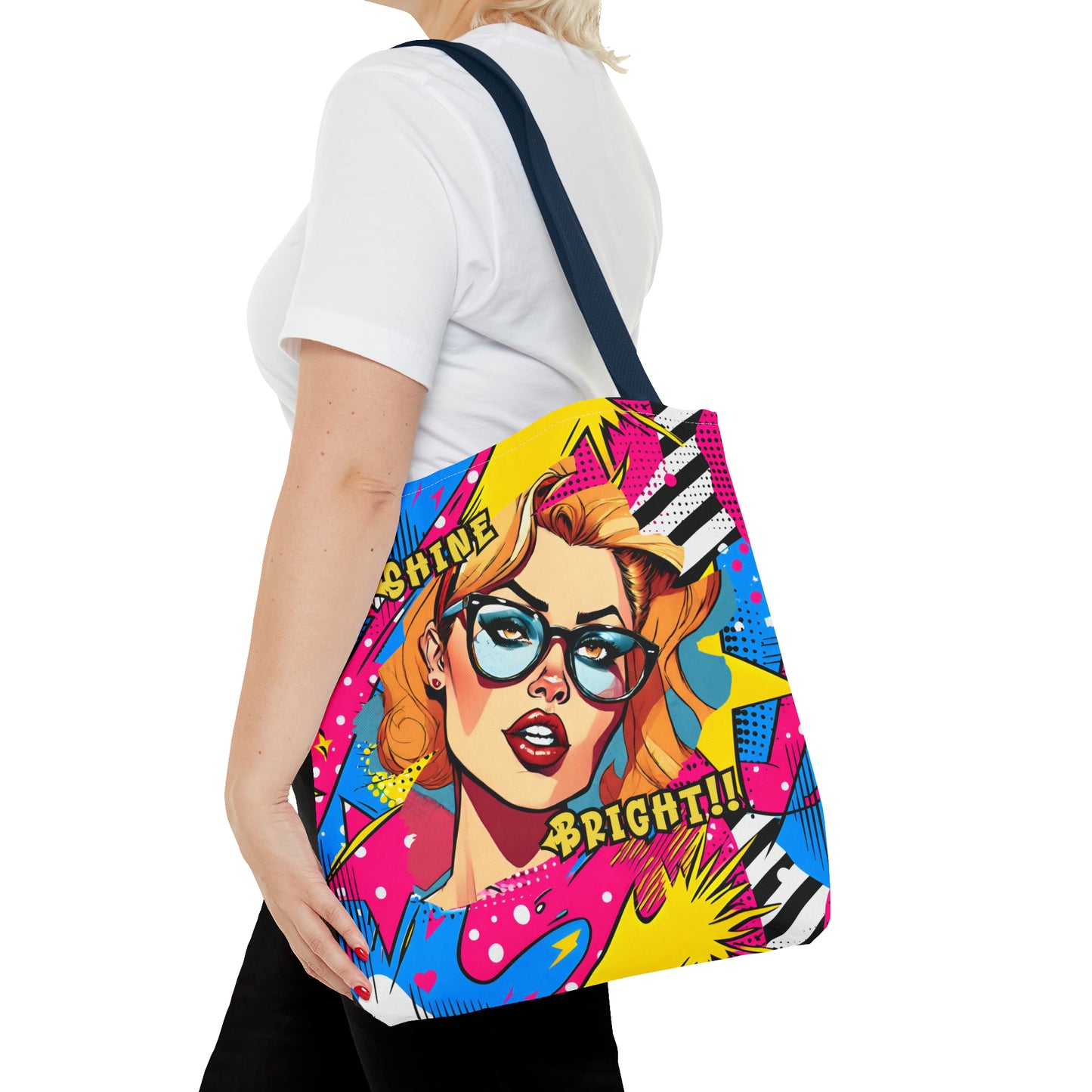 Shine Bright Lady on a Abstract Comic Pop AOP Tote Bag