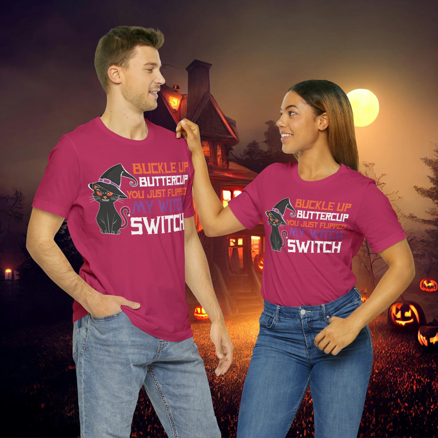 Halloween Buckle up Buttercup you just flipped my Witch Switch Unisex Jersey Short Sleeve Tee Gifts for Her