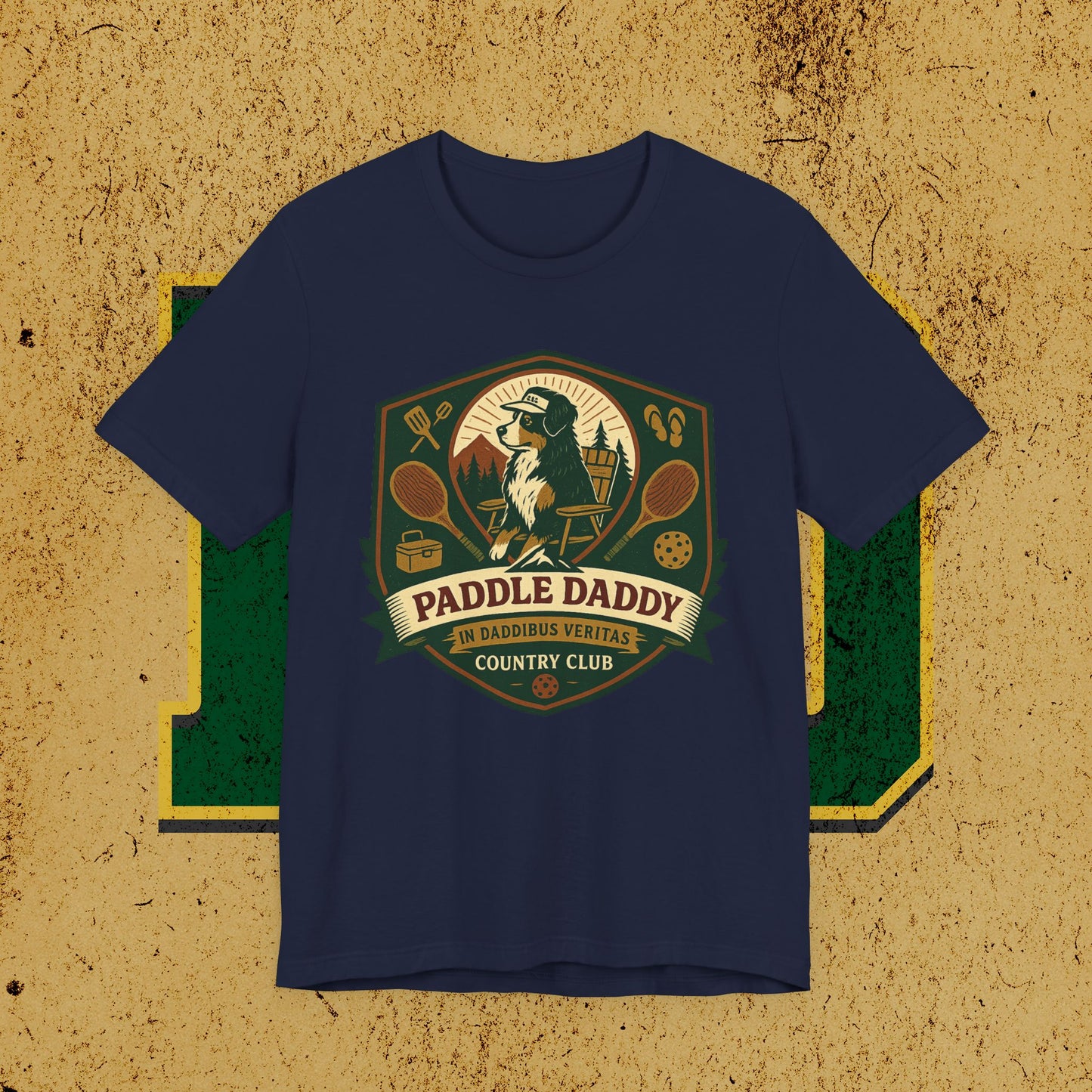 Paddle Daddy Country Club T-Shirt  Chloe Dog Graphic Tee, Funny Pickleball & Grill Shirt, In Daddibus Veritas Dadcore Apparel