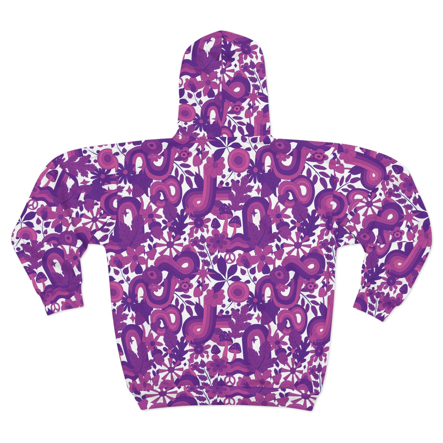 Retro Cool: Purple & Pink Groovy Vibes All Over Print Zip Hoodie