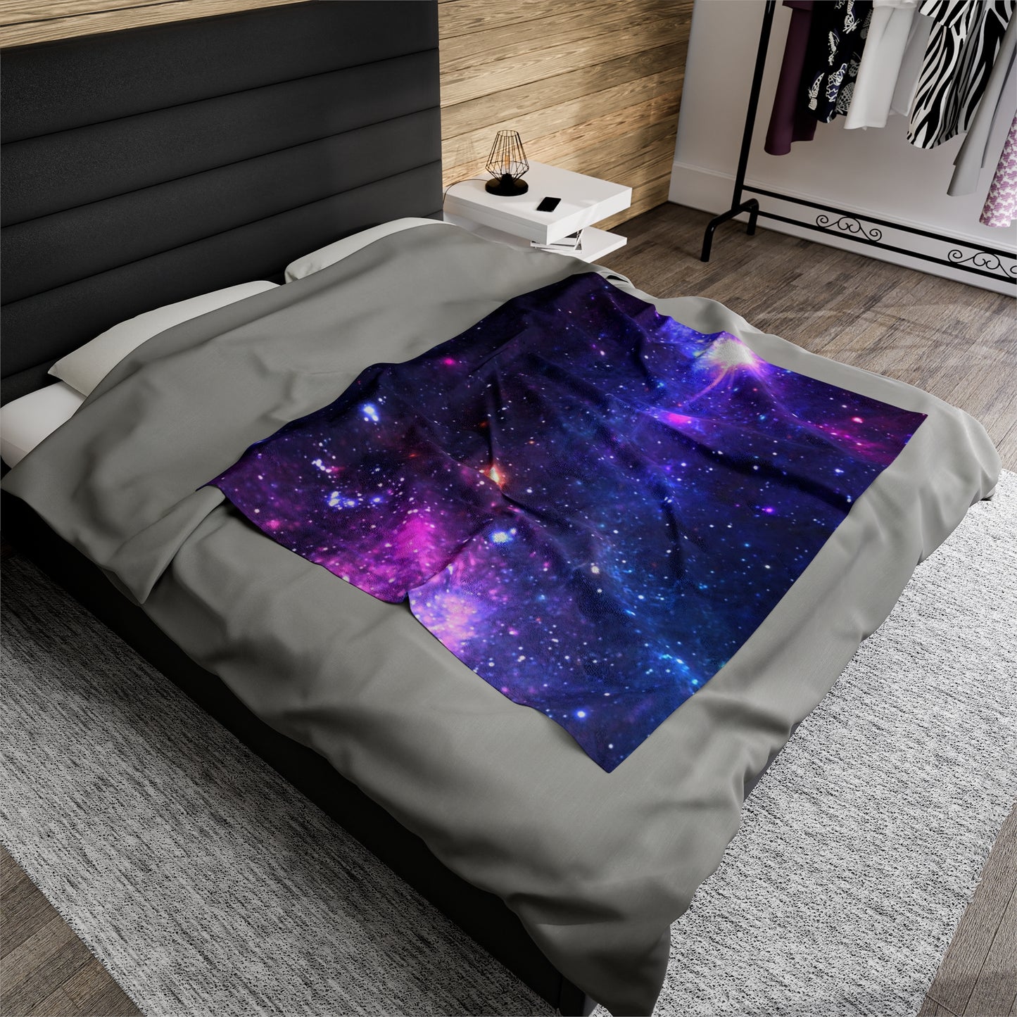 Purple Beyond the Stars Outer Space Out of this World Velveteen Plush Blanket