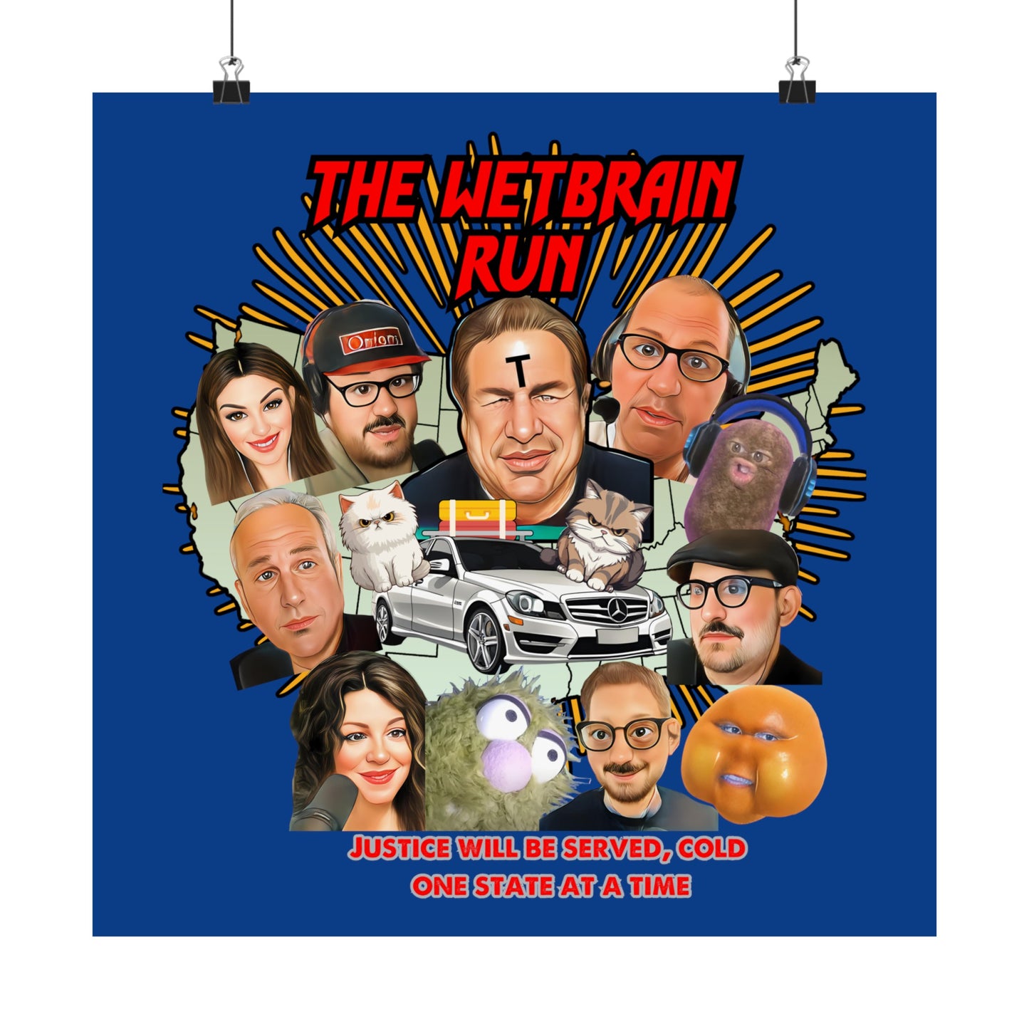 Dirky Threadz Presents: The Wet Brain Run Vertical Matte Poster! Cats on the Loose Edition Multiple Sizes