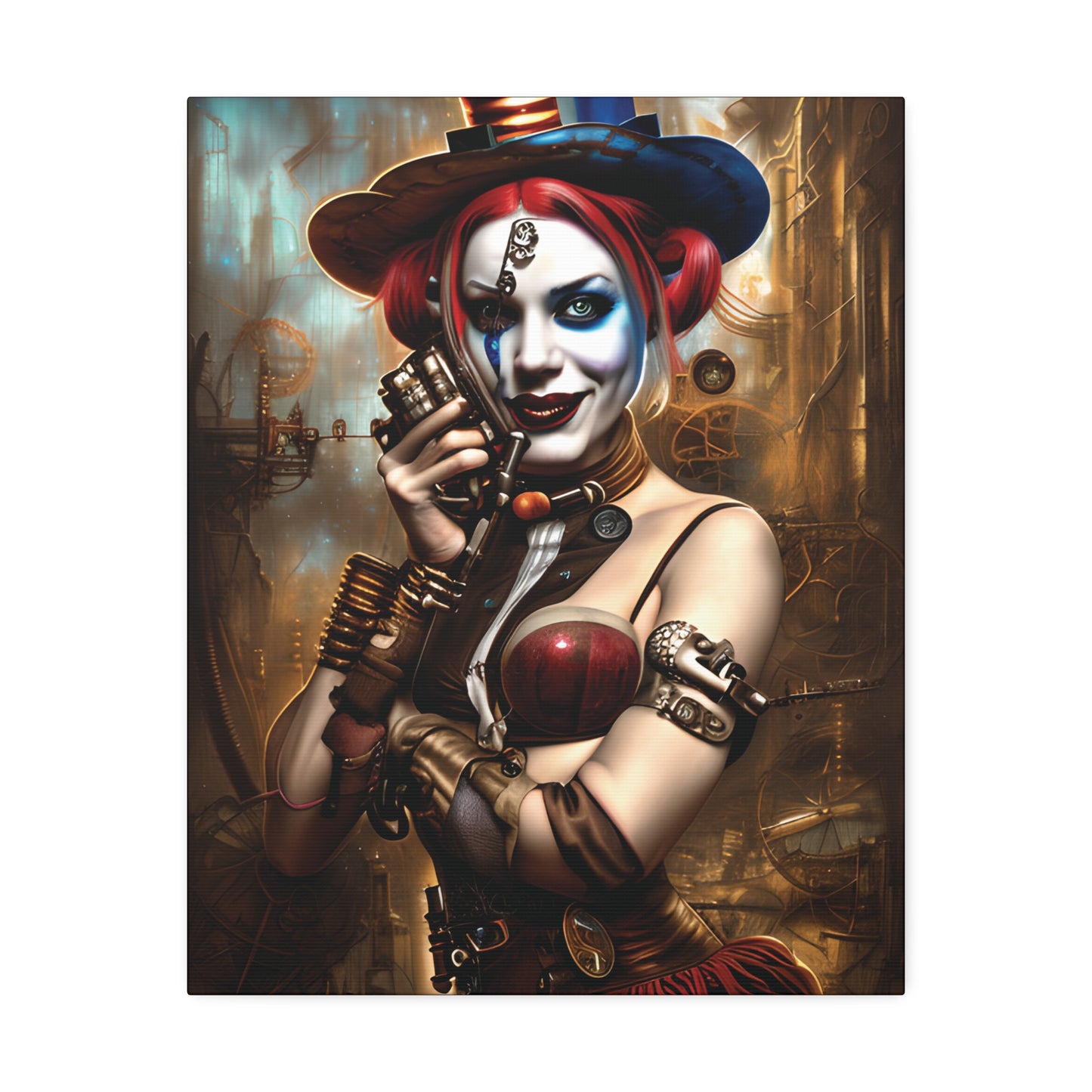 Hyper Realistic Steampunk Harley Quinn Canvas Stretched, 1.5''