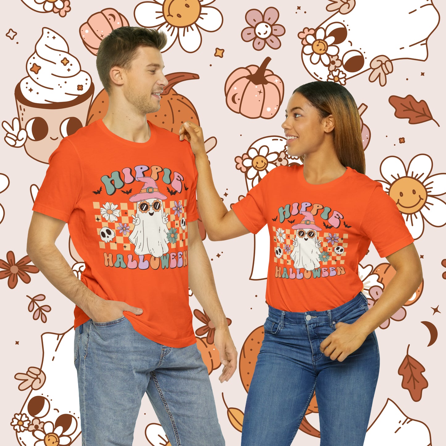 Hippie Halloween Retro Groovy Unisex Jersey Short Sleeve Tee Gifts for Him Gifts For her