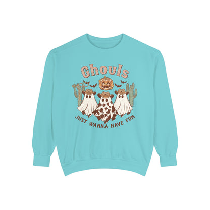 Ghouls Just Wanna Have Fun Western Halloween Unisex Garment-Dyed Sweatshirt