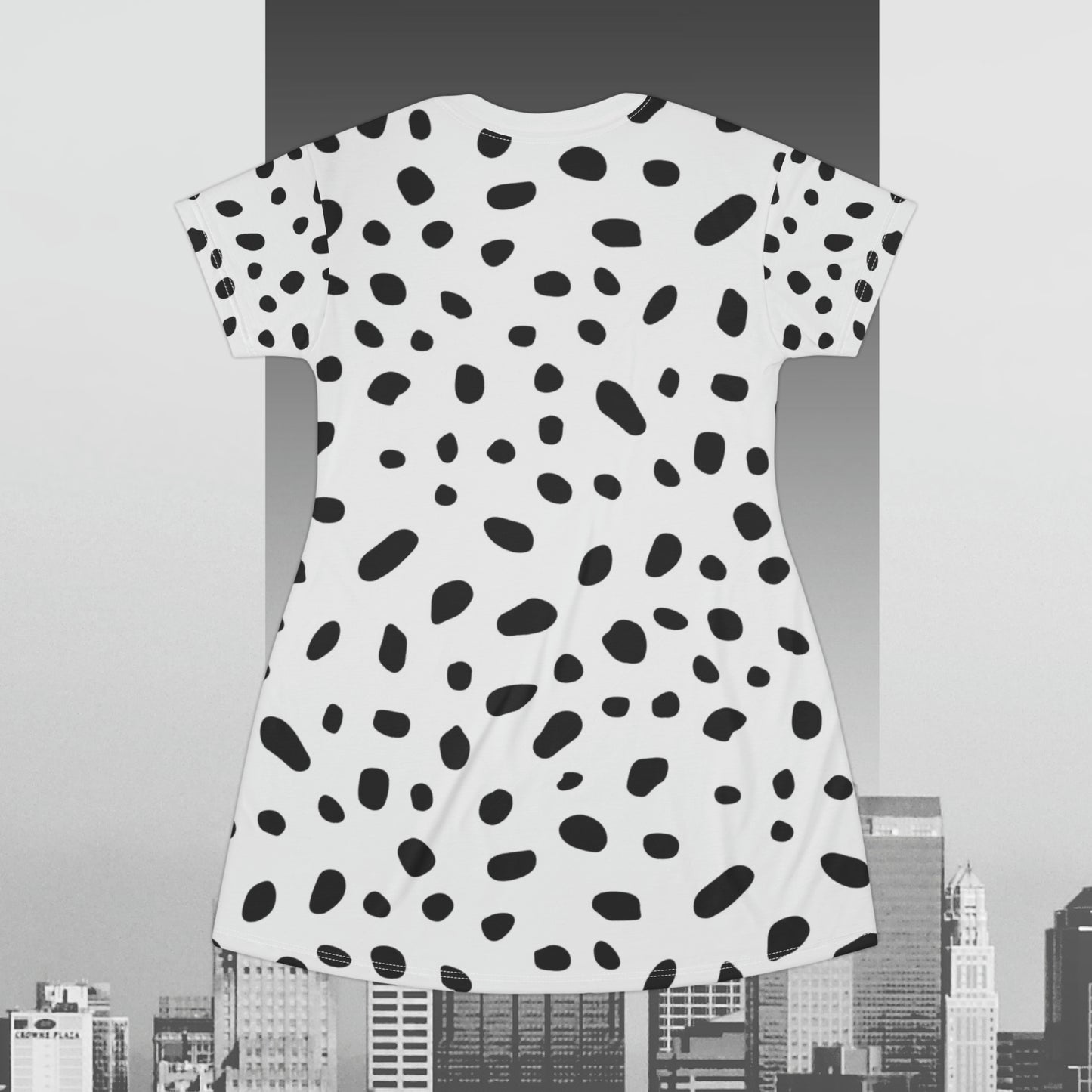 White Cheetah Print T-Shirt Dress (AOP)