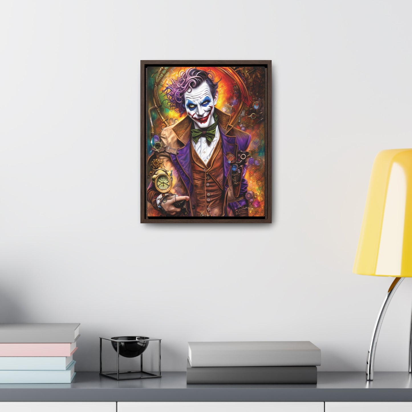 Steampunk-Joker-Hearts-Tribal-Fractal Gallery Canvas Wraps, Vertical Frame