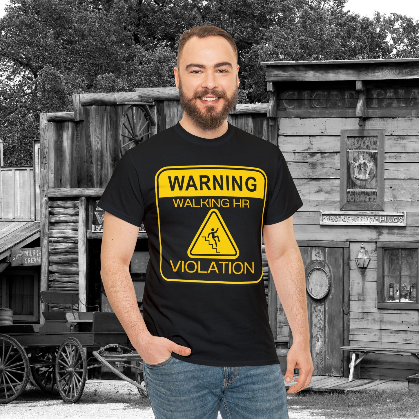 Warning Walking HR VIOLATION Unisex Heavy Cotton Tee