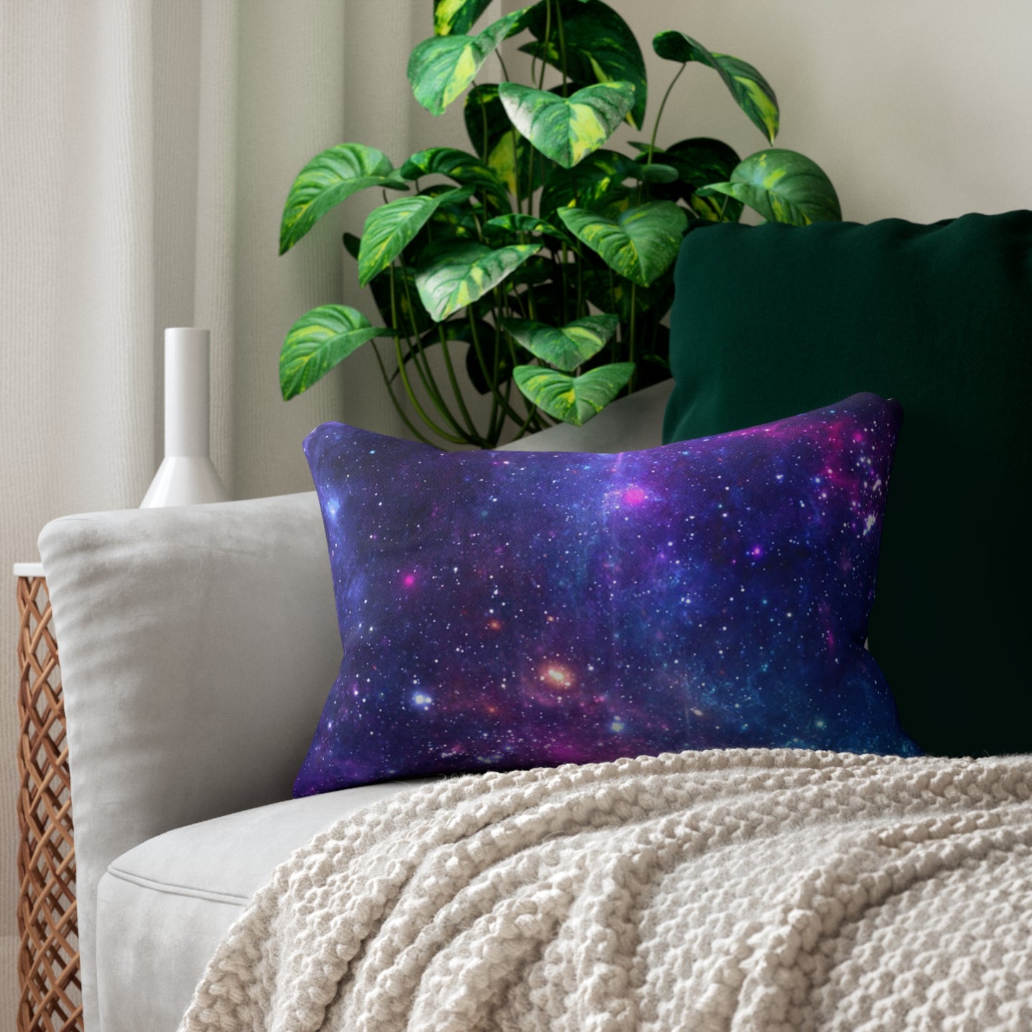 Purple Beyond the Stars Outer Space Out of this World Spun Polyester Lumbar Pillow