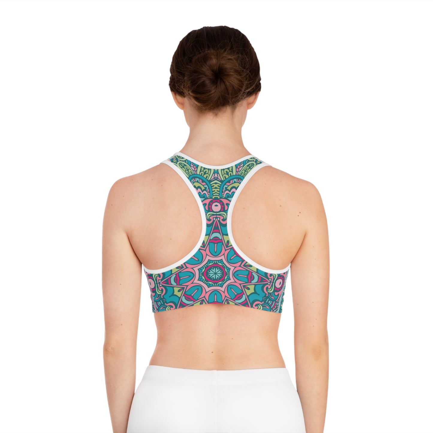 Green and Blue Boho Vibes Sports Bra - AOP Design for Stylish Support Sports Bra (AOP)