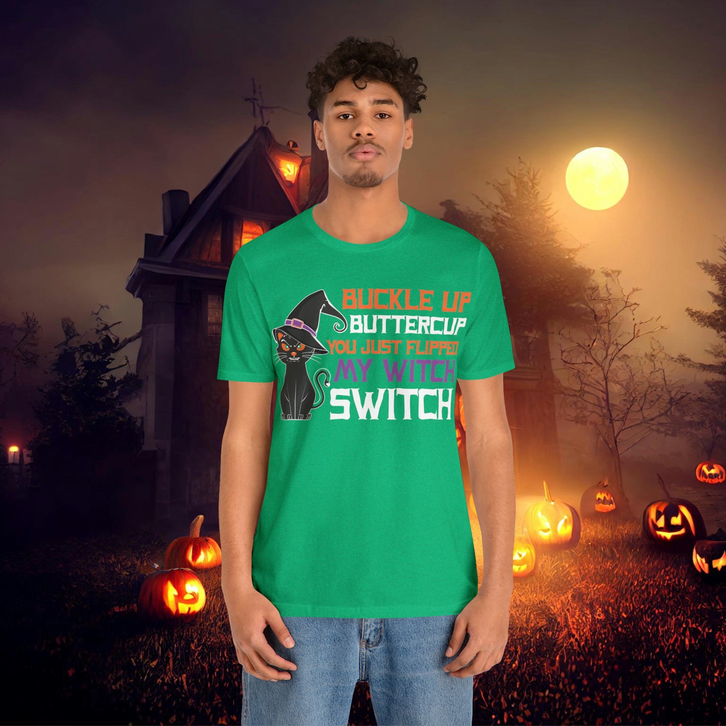 Halloween Buckle up Buttercup you just flipped my Witch Switch Unisex Jersey Short Sleeve Tee Gifts for Her