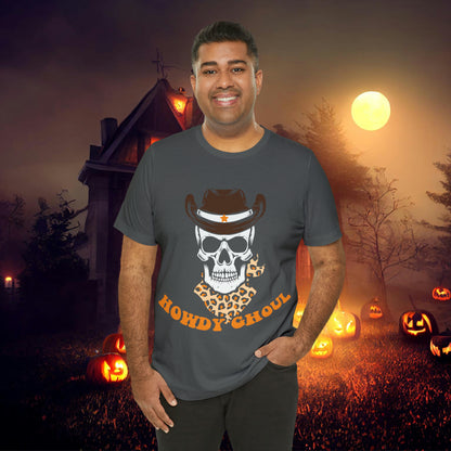 Howdy Ghoul Skeleton Sheriff Retro Halloween Unisex Jersey Short Sleeve Tee Gifts for her