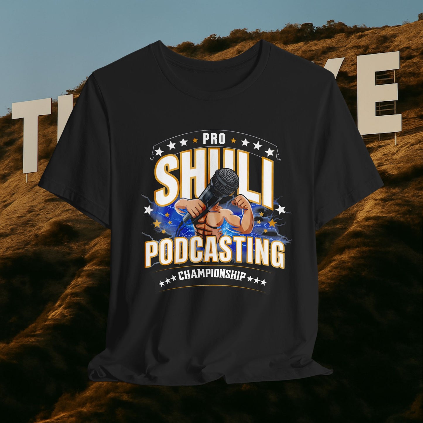 “Podcasting Championship Tee — Because Your Mic Deserves a Belt Too”