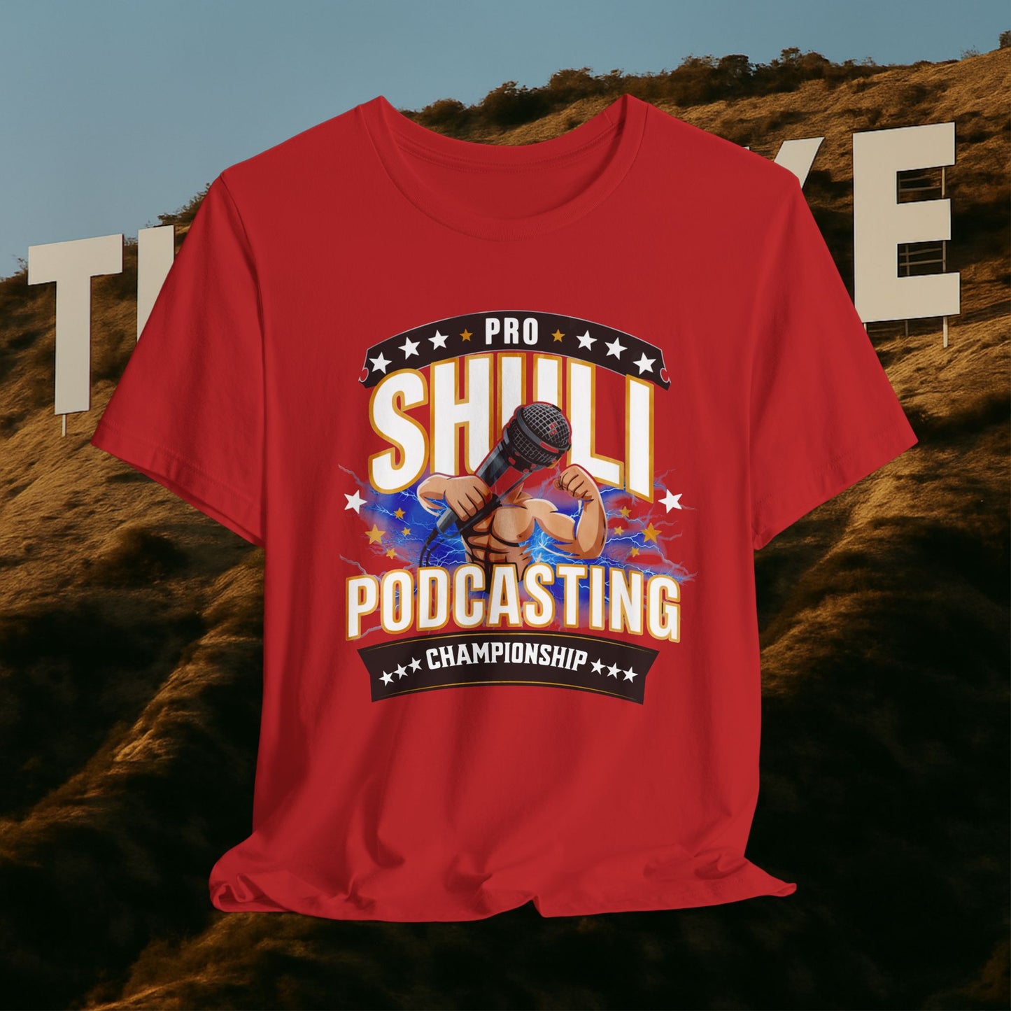 “Podcasting Championship Tee — Because Your Mic Deserves a Belt Too”