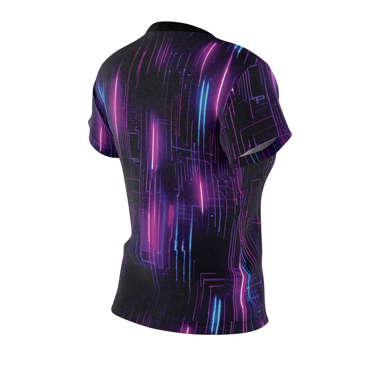 Neon Futuristic Lights Cyberpunk Girl Women's Cut & Sew Tee (AOP)