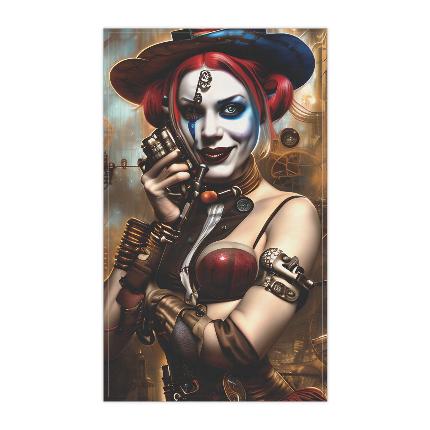 Hyper Realistic Steampunk Harley Quinn Kitchen Towel