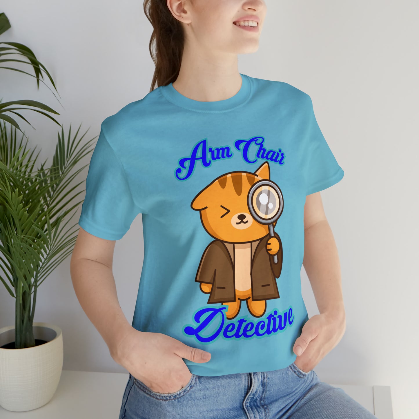 Detective Meow True Crime Armchair Detective Unisex Jersey Short Sleeve Tee Gifts For Her Gifts for Him