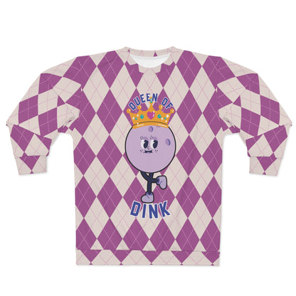 Vintage Purple Rhombus Pickleball Queen AOP Sweatshirt - Reign as the Queen of Dink in Style!