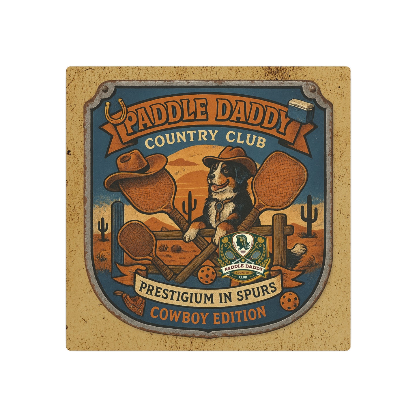 Cowboy Edition Metal Sign  Paddle Daddy Country Club Western Decor, Funny Ranch Wall Art, Chloe Dog Desert Badge