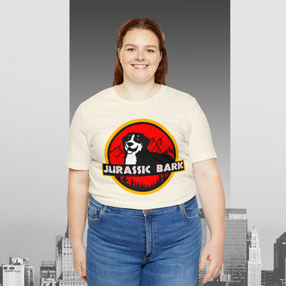 Jurassic Bark Bernese Mountain Dog, Custom/ Unisex Jersey Short Sleeve Tee