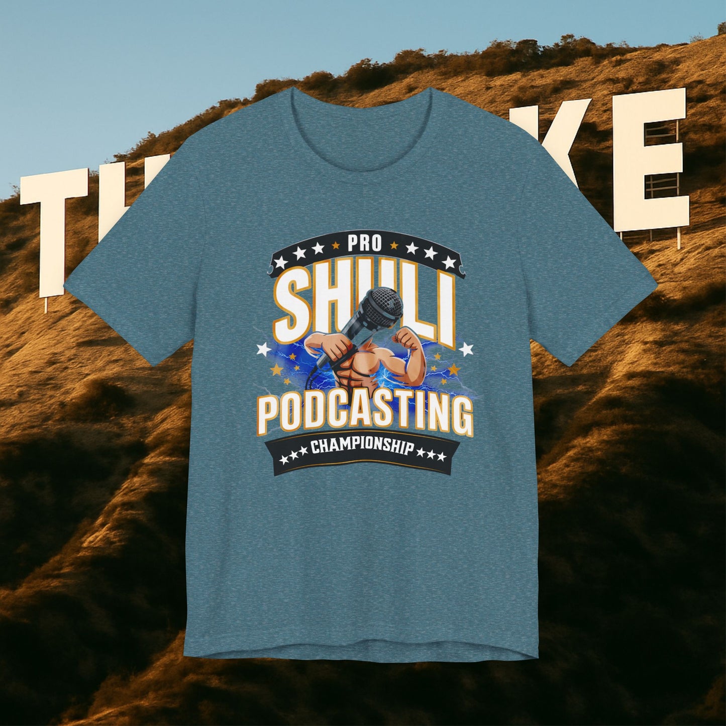 “Podcasting Championship Tee — Because Your Mic Deserves a Belt Too”