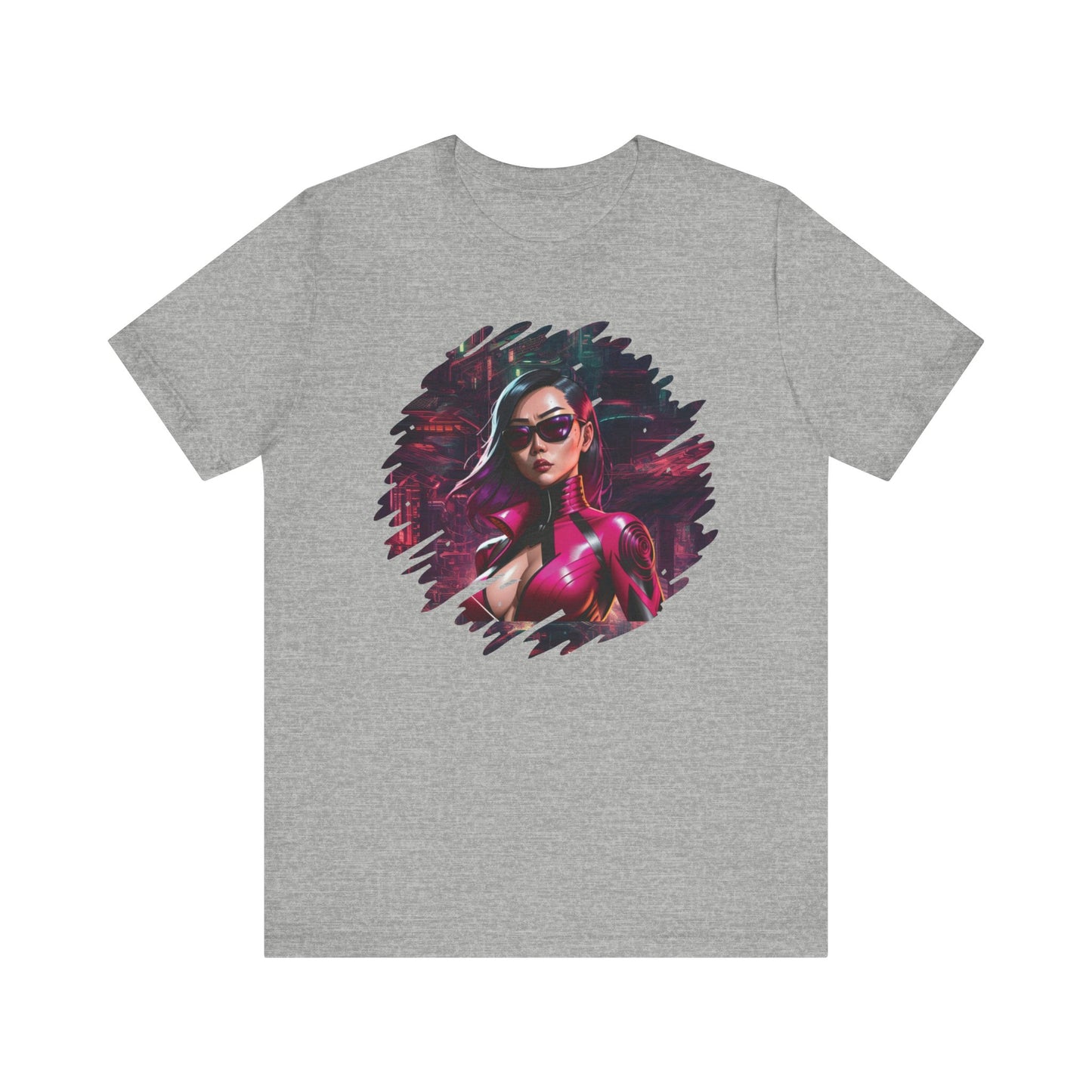 Cyberpunk Girl T-Shirt - Futuristic Cityscape Unisex Jersey Tee cyberpunk fashion