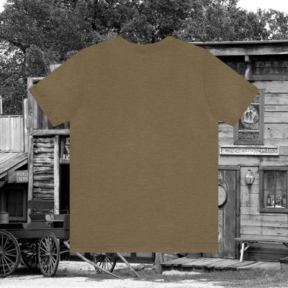 Spooky Saloon Showdown Gunslinging Skeleton Cowboy Halloween Unisex Jersey Short Sleeve Tee