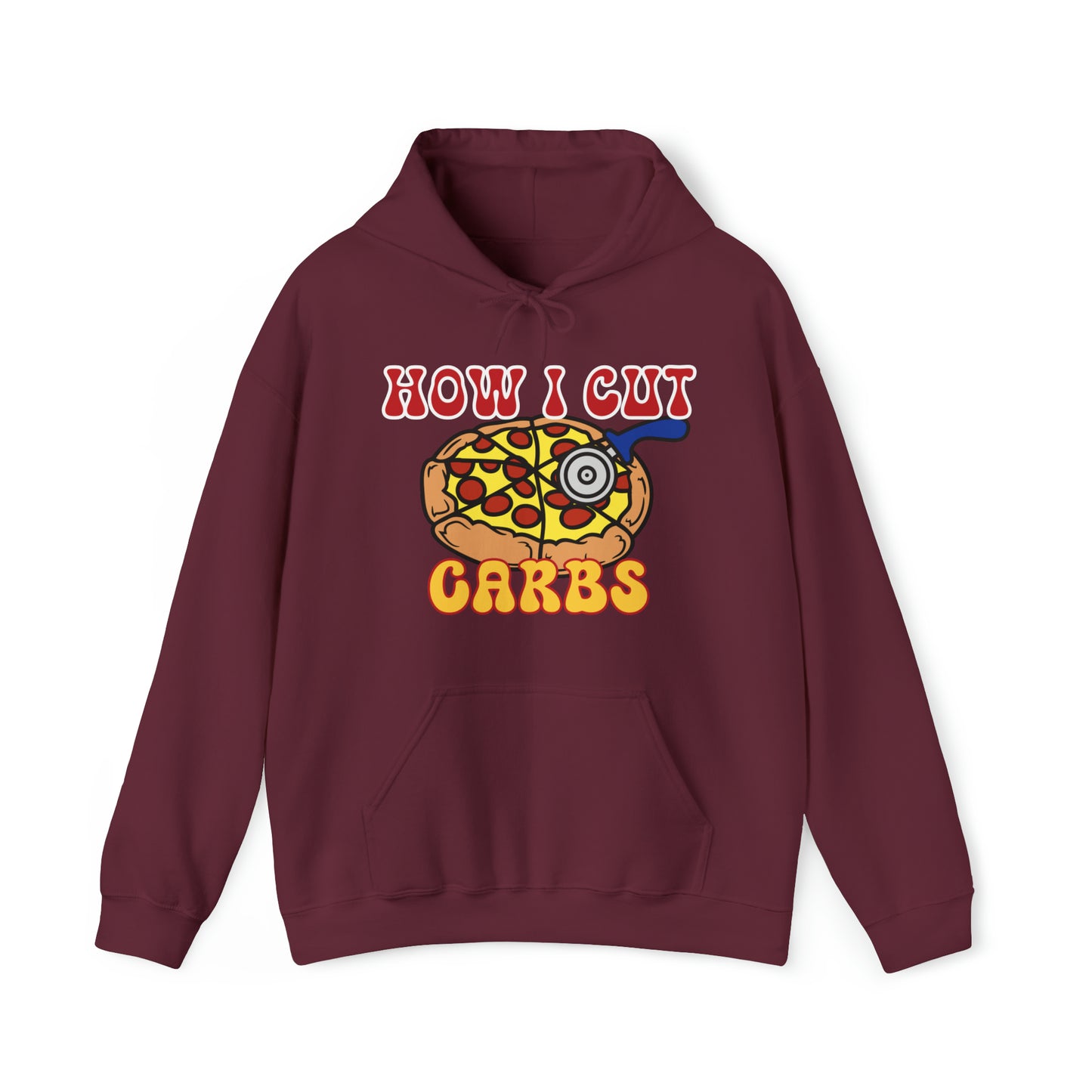 How I Cut Carbs Unisex Heavy Blend™ Hooded Sweatshirt Funny Pizza