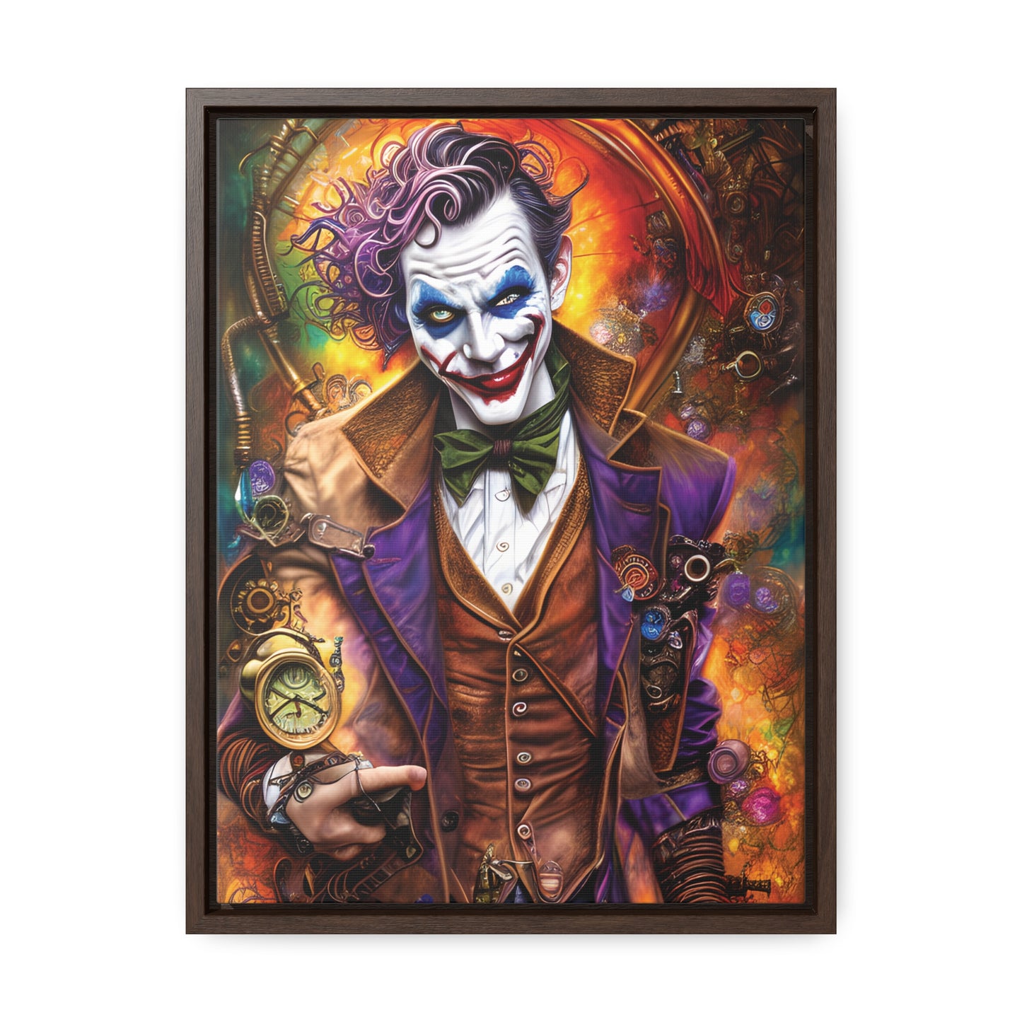 Steampunk-Joker-Hearts-Tribal-Fractal Gallery Canvas Wraps, Vertical Frame