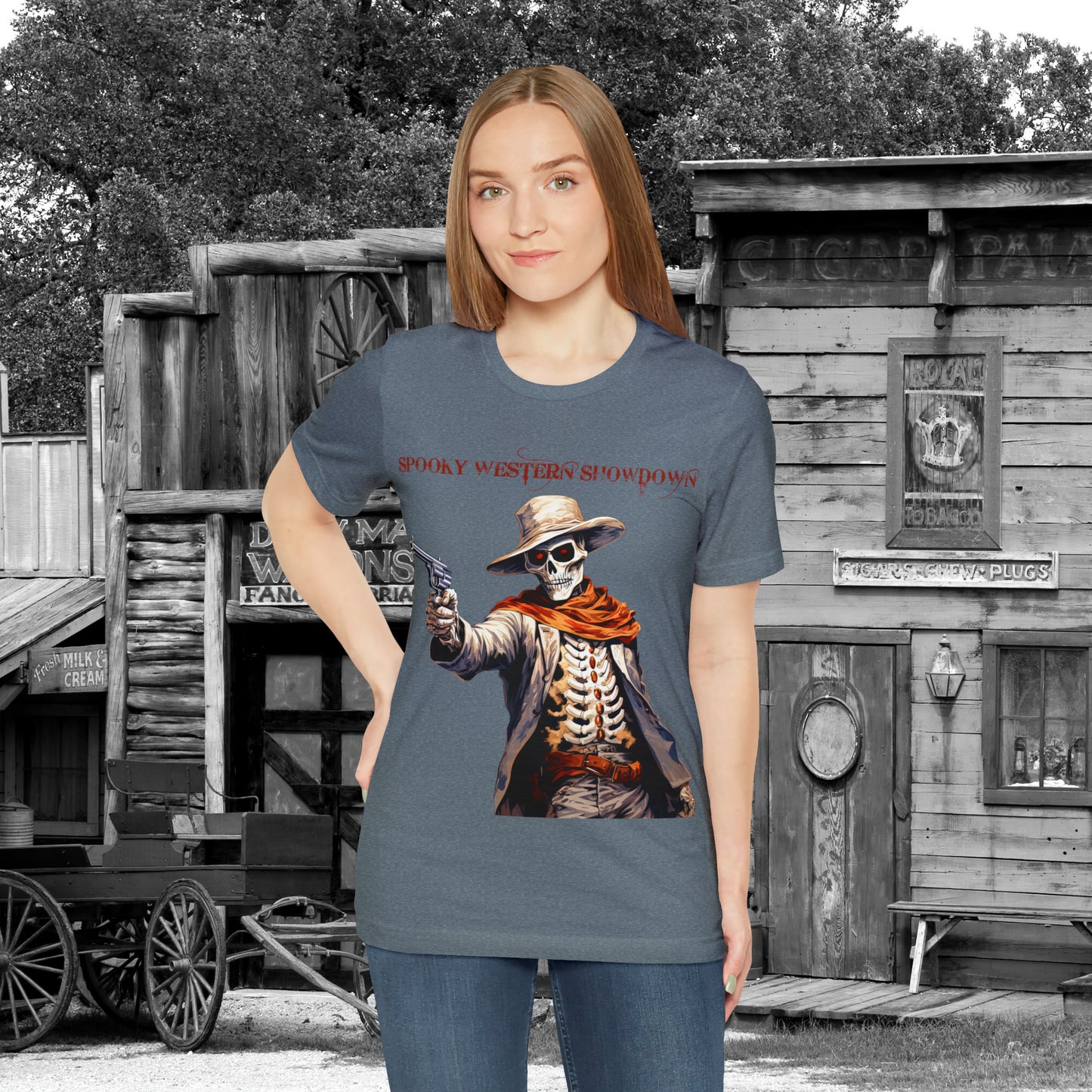 Spooky Western Showdown Western Halloween Unisex Jersey Short Sleeve Tee Gifts For Her Gifts For Him