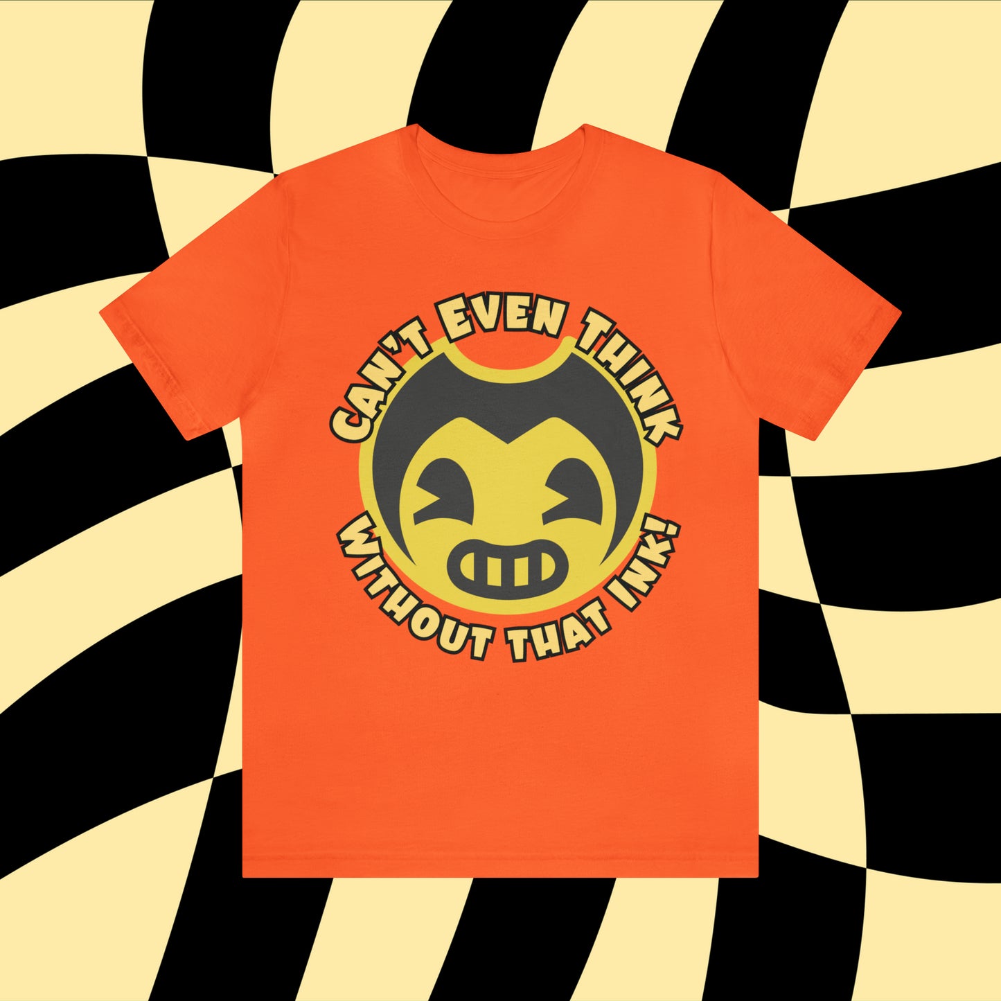 Bendy and the Ink Machine Inspired Unisex Jersey Tee | 'Can't Even Think Without That Ink' | Gamer Shirt | Vintage Style Tee