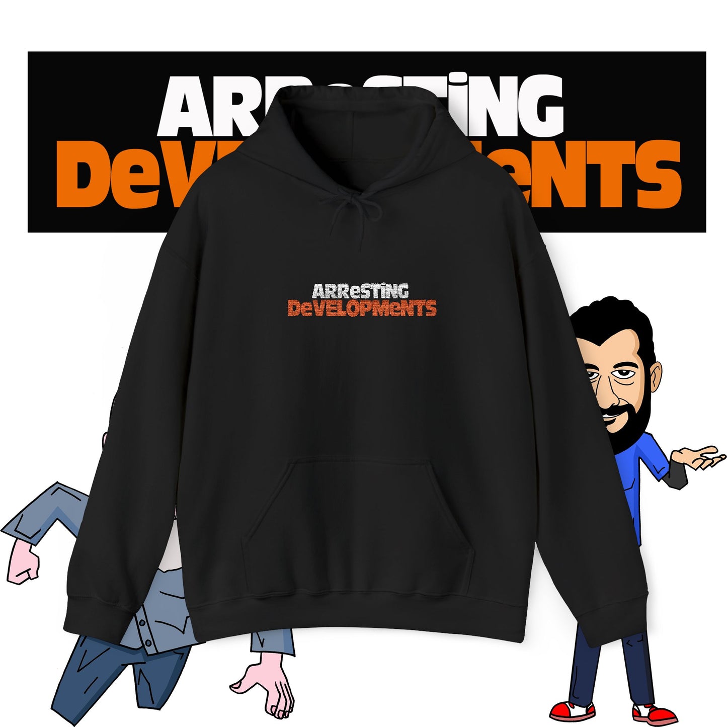 Arresting Developments Chaos Embroidered Hoodie – Official Podcast Merch for True Crime & Dabbleverse Fans Unisex Heavy Blend™ Hooded Sweatshirt