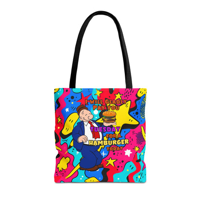 Abstract Comic Pop  AOP Tote Bag featuring Wimpy and his beloved hamburger