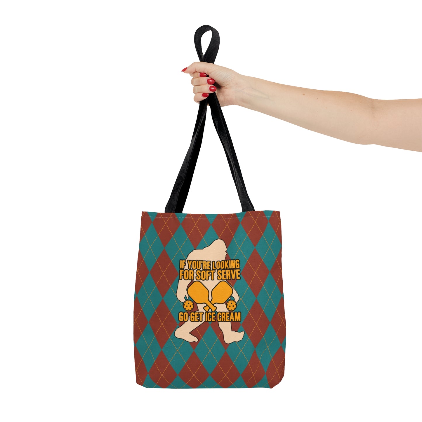 Vintage Rhombus Bigfoot Pickleball AOP Tote Bag - Tote Your Style with a Twist of Humor!